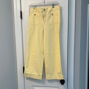 LOFT Yellow Wide Leg Crop Pants
